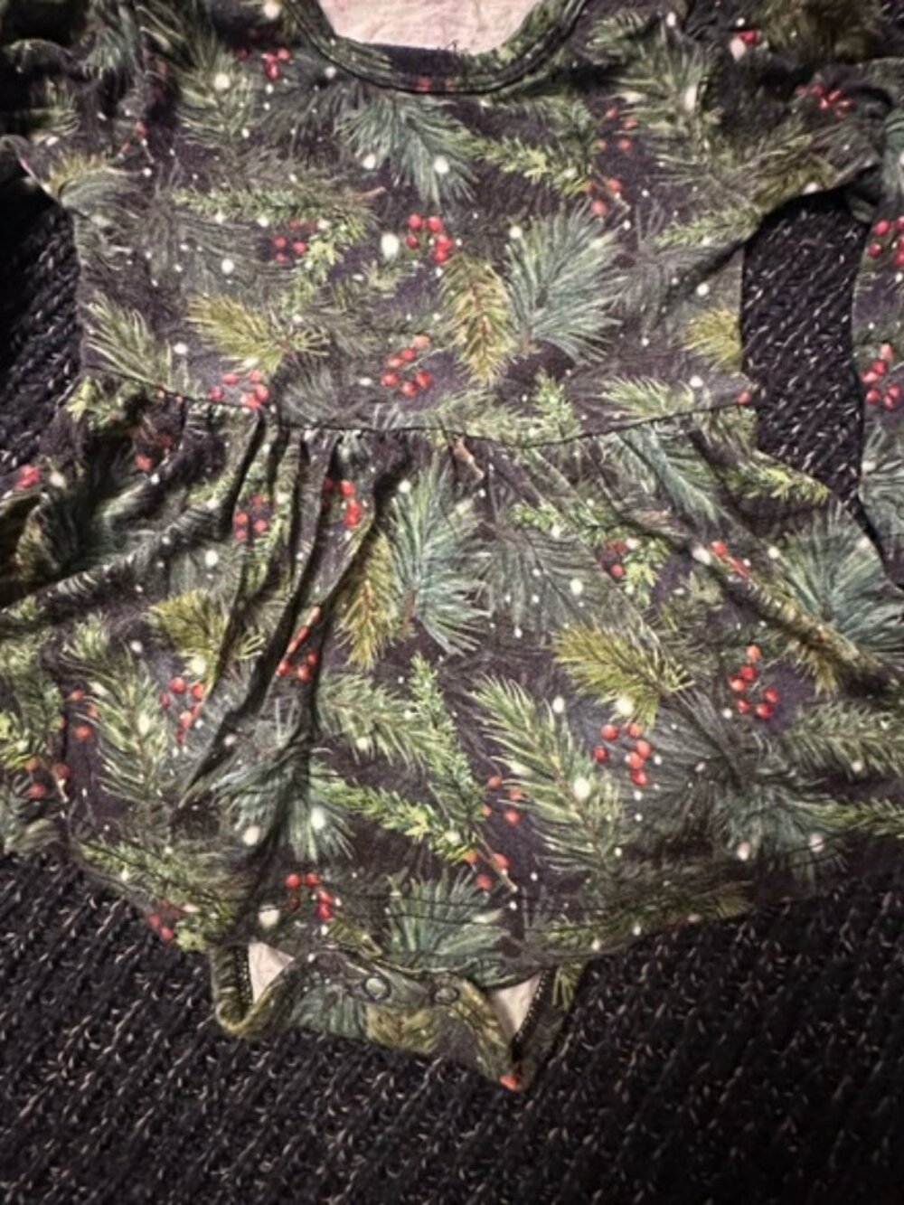 Little Crowns & Capes 6-12M Bamboo Holiday Dress Bodysuit